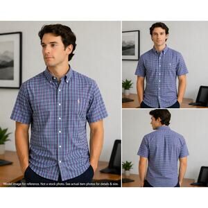 Ralph‎ Lauren Classic Fit Plaid Button Down Shirt Men's XL Short Sleeve